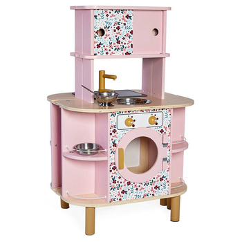 Dwustronna drewniana kuchnia Twist z 8 akcesoriami