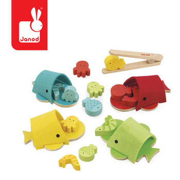 Janod: Sortowanie kolorów Wieloryby filcowe 2+