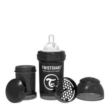 Twistshake - Butelka antykolkowa 180 ml czarna