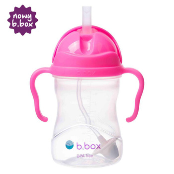 Bidon ze słomką 240 ml, różowy granat, b.box